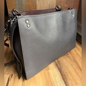 Coach rogue midnight purse blue Gray shoulder bag chain straps clean